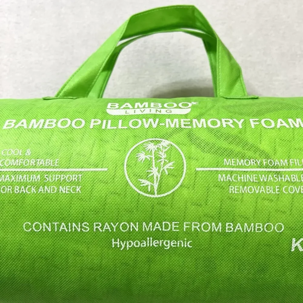 Bamboo Living Memory Foam Pillow KING Hypoallergenic Cool Neck Back Support NEW
